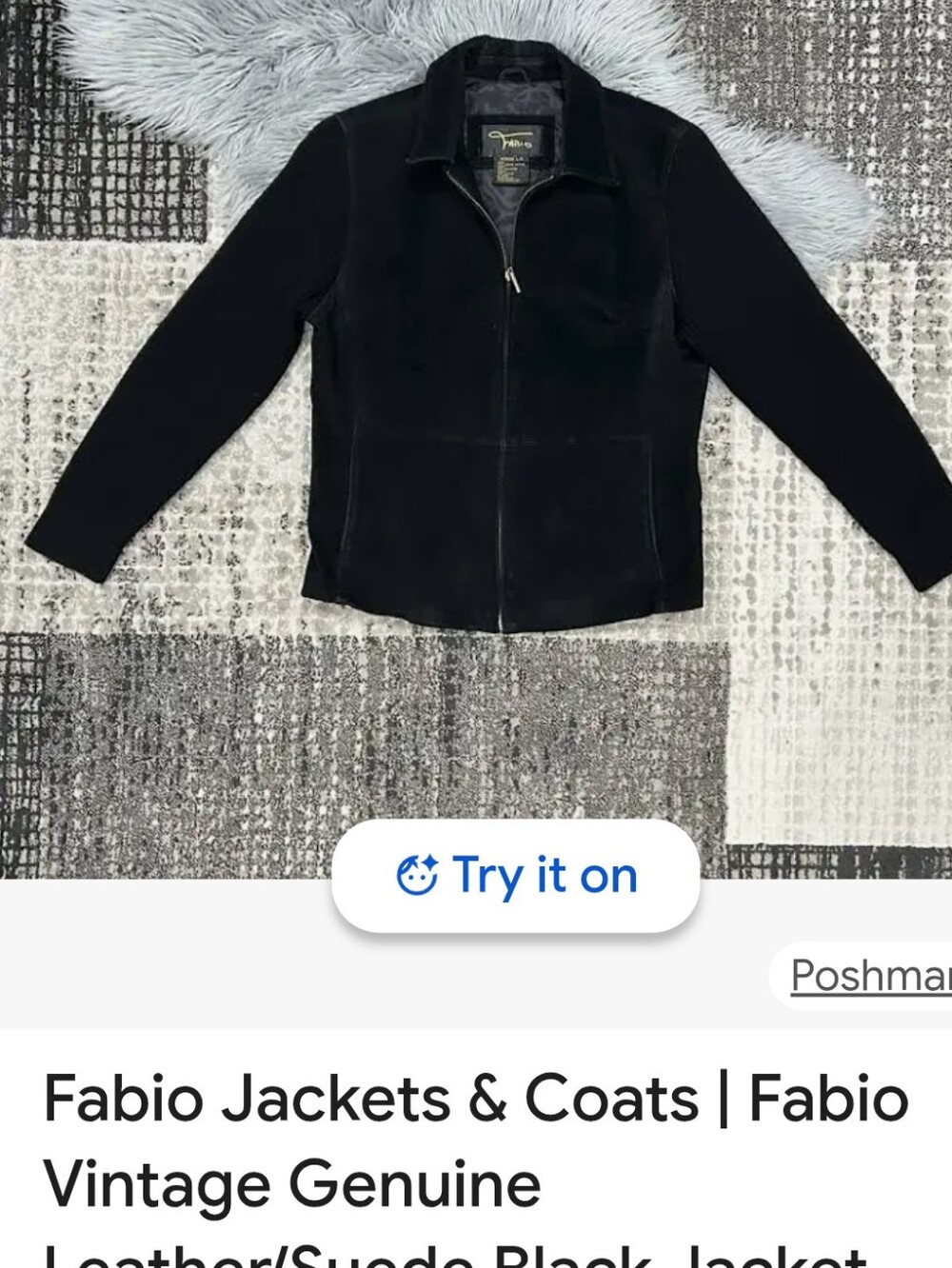 Fabio Vintage Suede & Leather Black Zip-Front Jacket  Women's